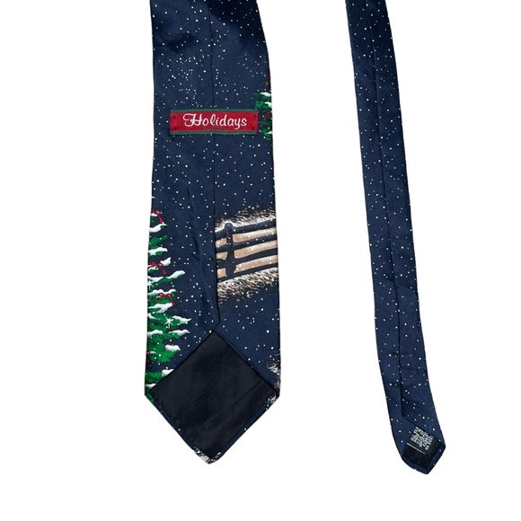 Holidays By MMG Blue Santa Snow Christmas XMAS Classic Silk Necktie - Picture 3 of 7